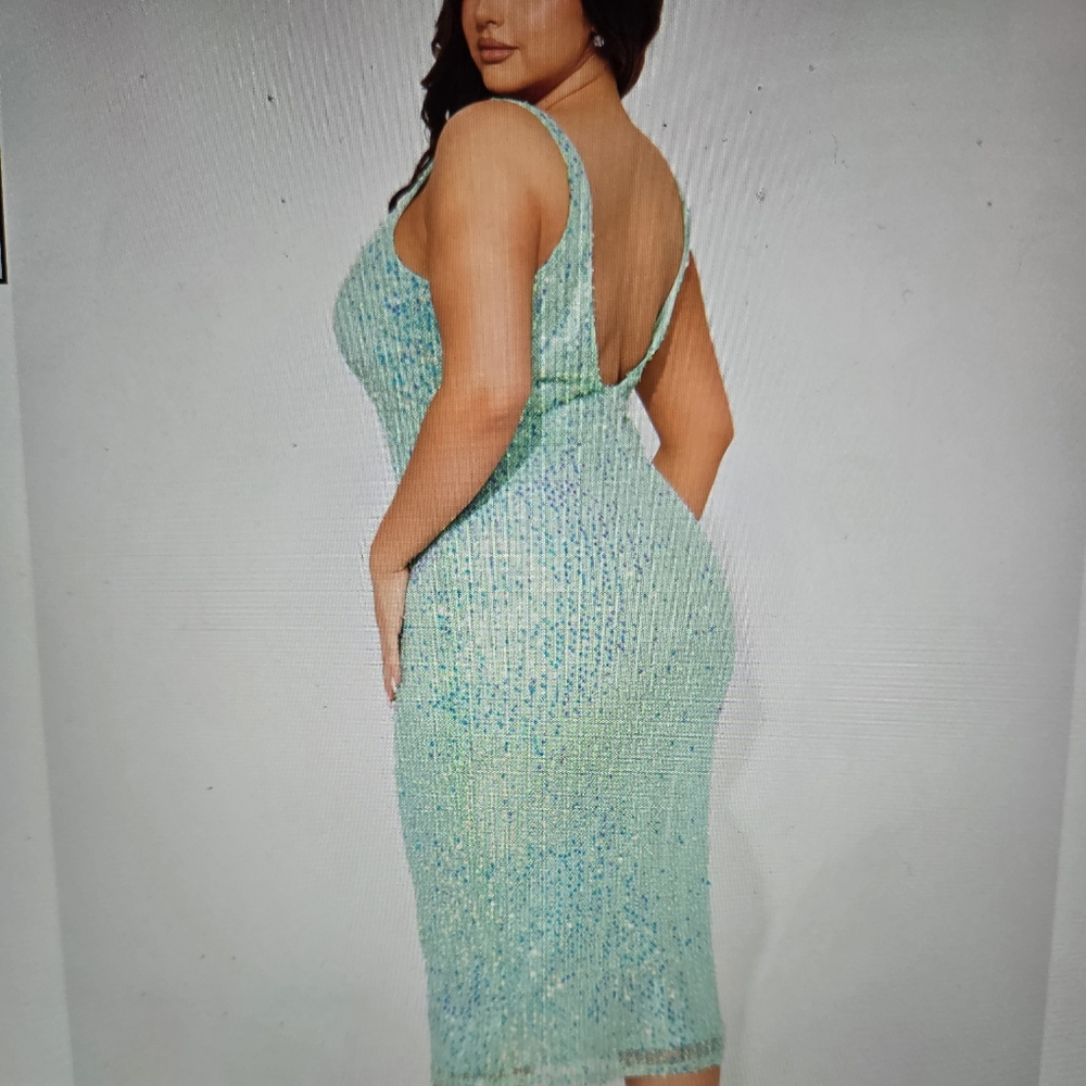 Ximena Sequin Midi Dress Mint Color
